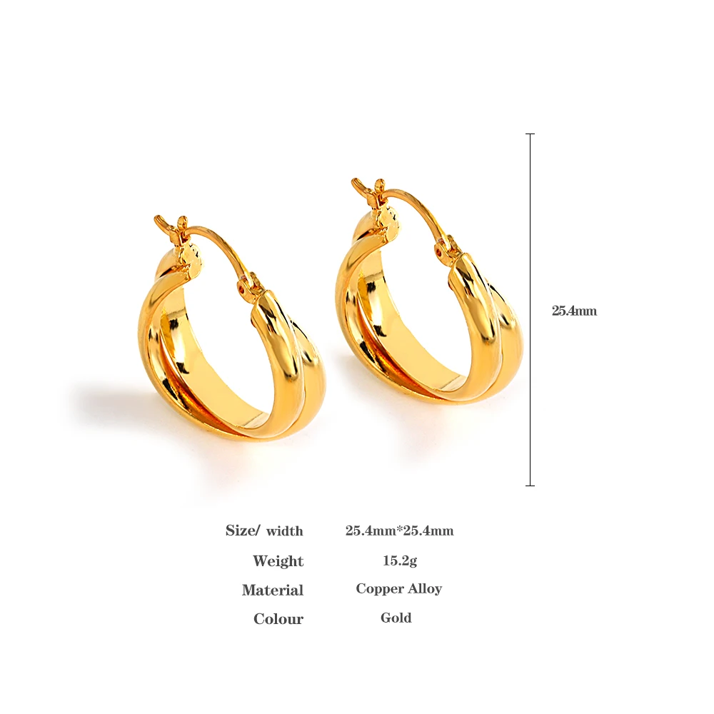 Greatera Trendy Classic Twist Metal Round Hoop Earrings  for Women Gold Color Copper Alloy Geometric Circle Earrings Jewelry