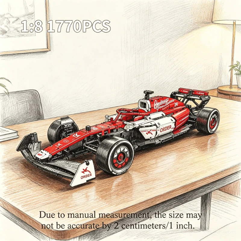 New 1:8 Super Racing Car MOC Building Blocks 1770PCS Collectible Assembly Bricks Kit Educational Toy Gift for Kids Adults