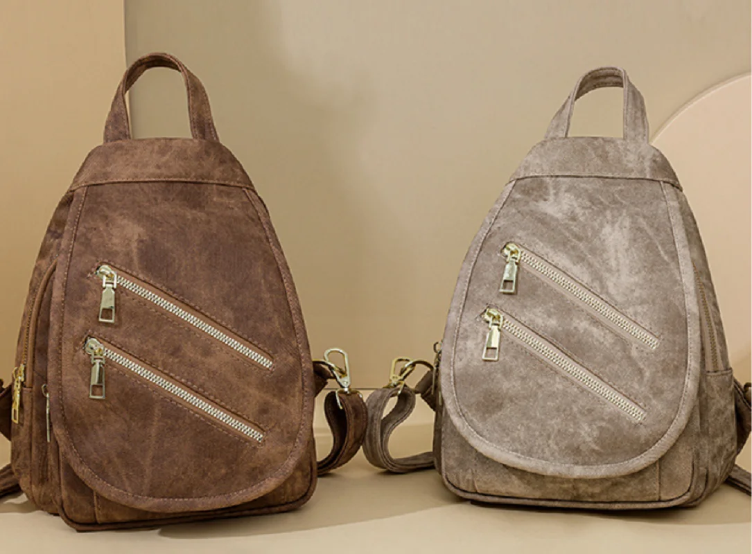 

New Korean Fashion Men Women's High Quality Leather Travel Backpacks Large Capacity Shoulder Bags Crossbody Bagpack Chest Bag