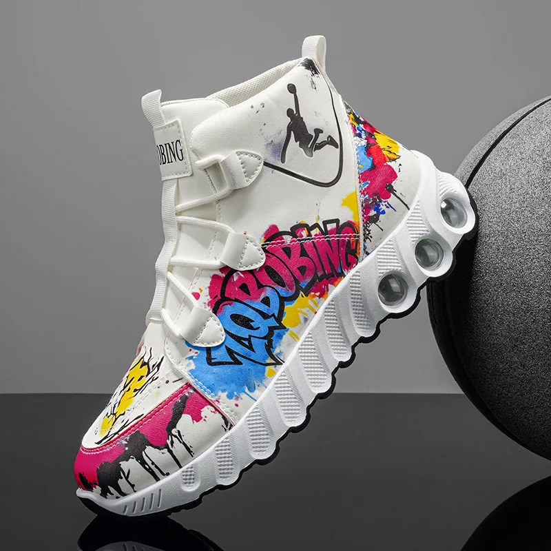 2026 Spring and Autumn Hot Selling Student Basketball Shoes Outdoor Thick Soled High Top Men's Sports Shoes