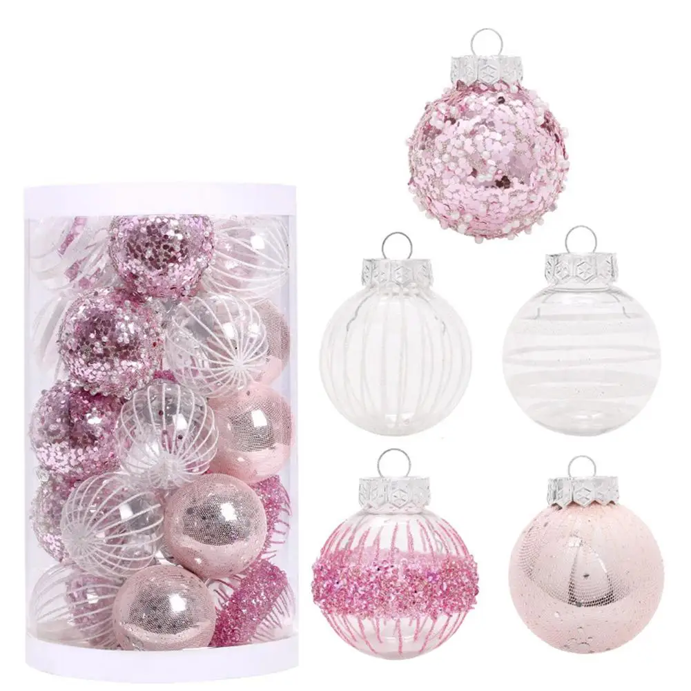 25pcs/set Christmas Bauble Balls Pendant Xmas Tree Hanging Ornament Star Topper Noel Navidad Decoration For Home New Year Gift