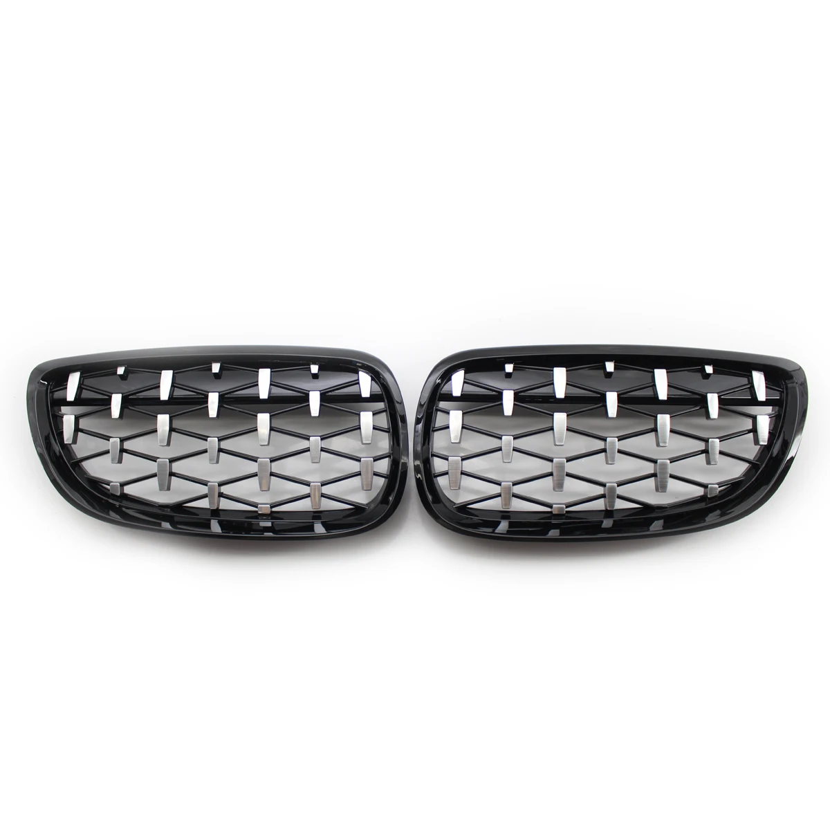 

Rare Front Kidney Grill, Front Hood Diamond Grille Meteor Grill For-BMW 3 Series E92 E93 Coupe 2006-2010 Gloss Black+Chrome