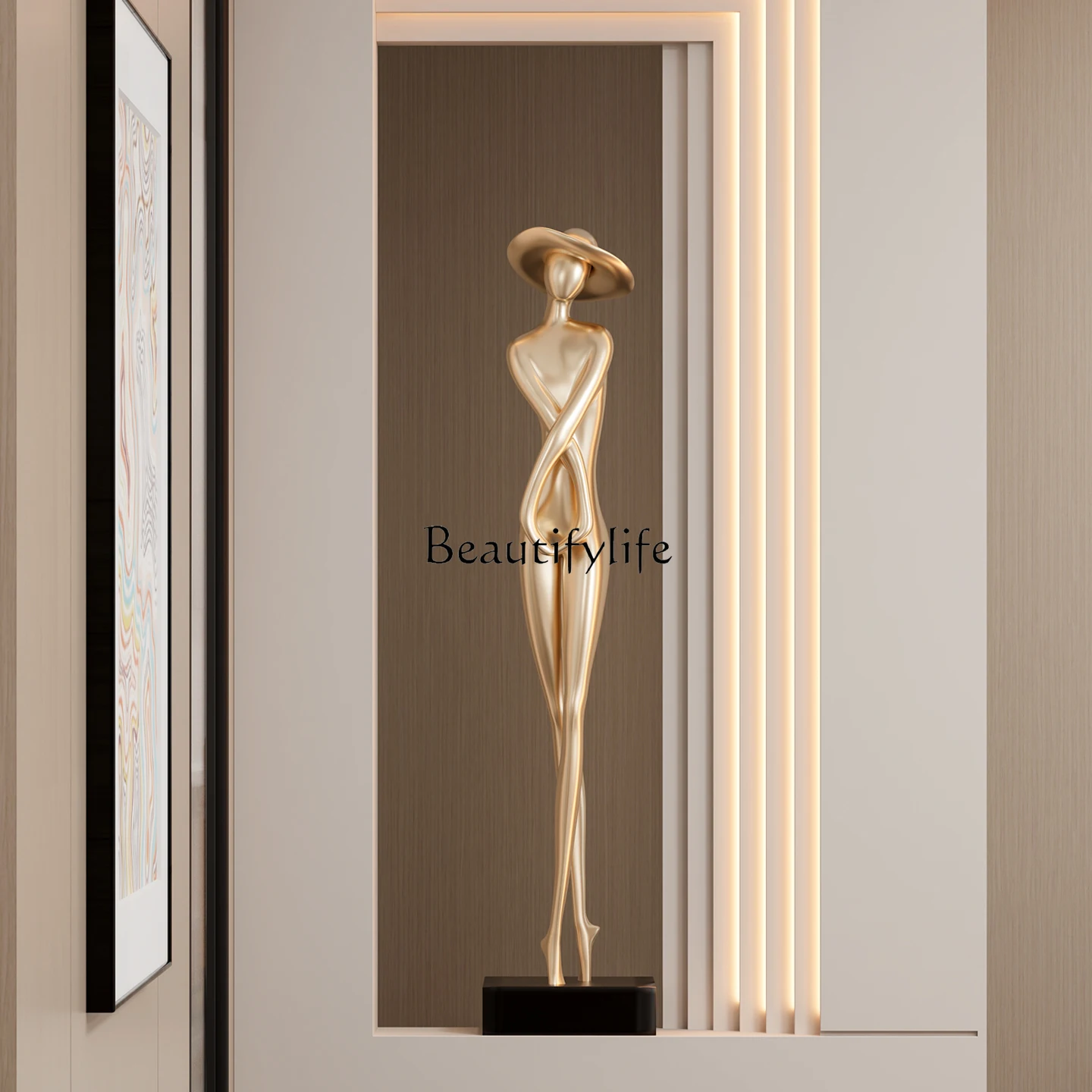 

Light luxury porch cabinet ornament vertical figure sculpture living room TV cabinet ornament