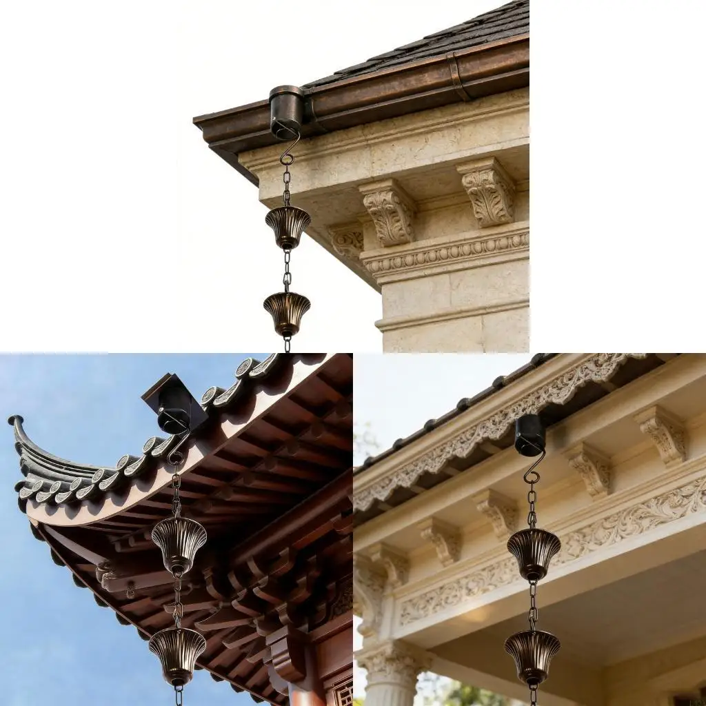 L43A Decorative Iron Rain Chain 3 8m Length For Home And Garden Drainage