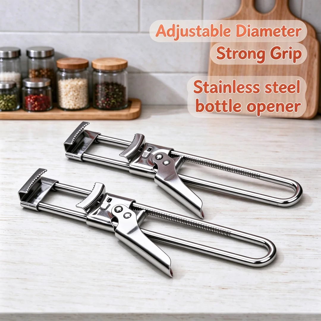 Stainless steel bottle opener, suitable for children with arthritis, chest opening, grip type tight lid opener, kitchen tools