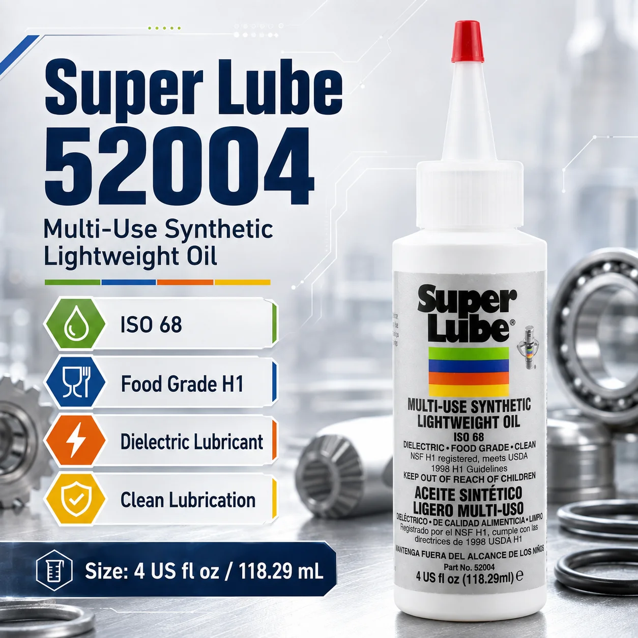 Super Lube 52004 Synthetic Lightweight Oil ISO 68 Multi-Purpose Food Grade Lubricant for 3D Printer Bearings Rails