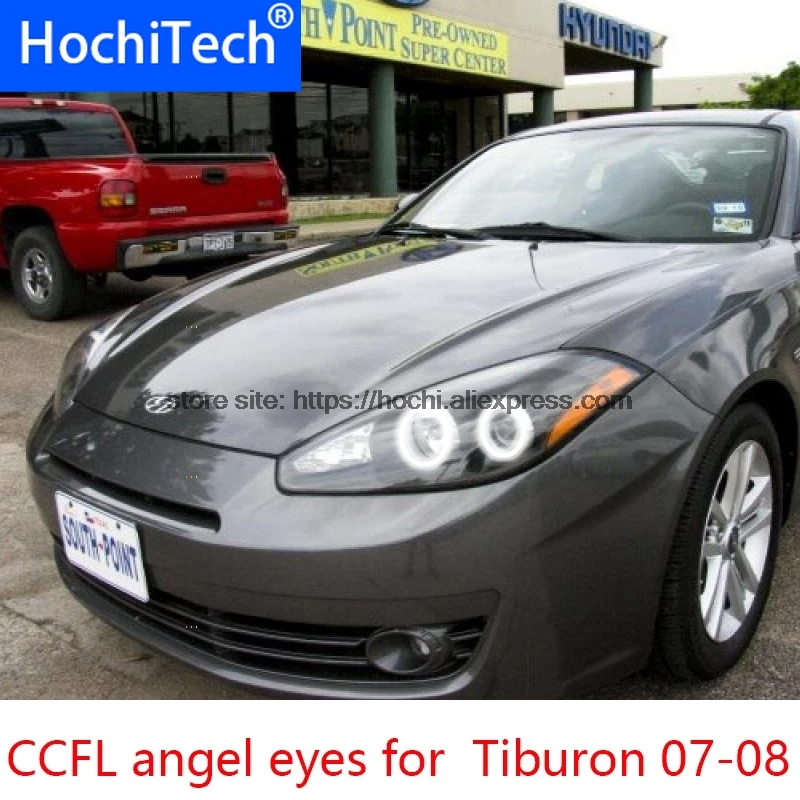 

Для Hyundai Tiburon 2007 2008 HochiTech БЕЛЫЙ 6000K CCFL Фара Angel Demon Eyes Kit Angel Eyes Light