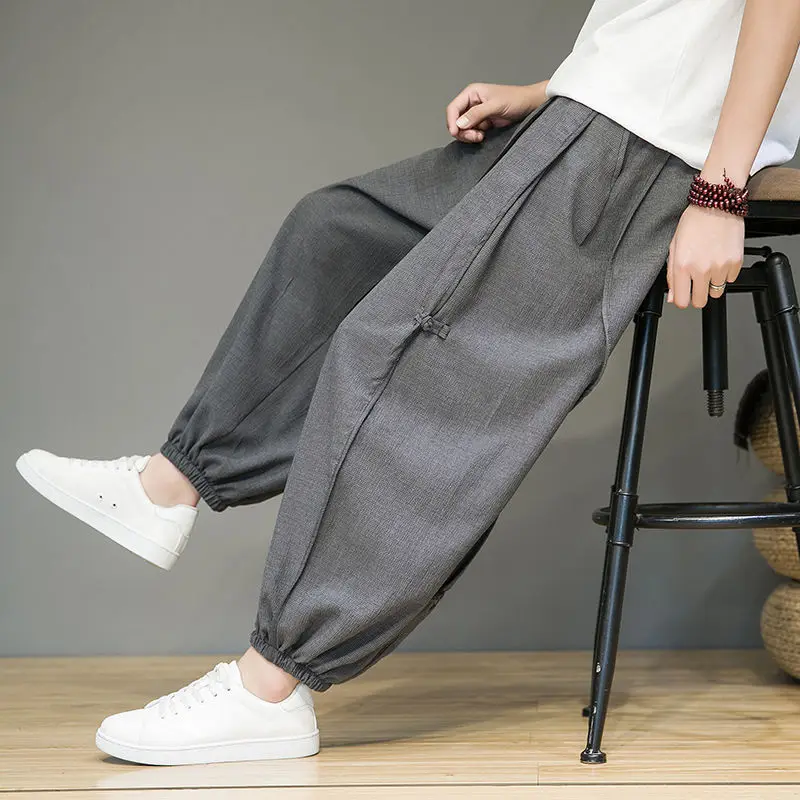 Loose Breathable Casual Pants for Men in Solid Color Perfect for Summer 2024