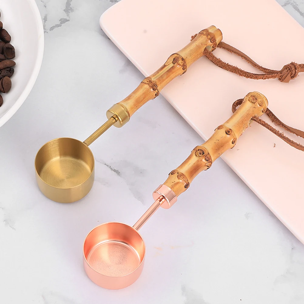 

Ergonomic Stainless Steel And Bamboo Coffee Measuring Spoons Practical Home Baking Tool Widely Applicable To Various Powders