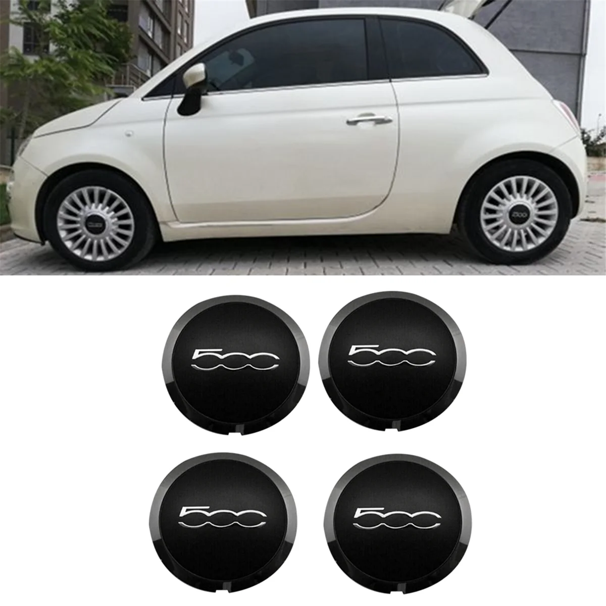 4Pcs 133mm Hubcap for Fiat 500 Wheels Centre Hub Caps 68078419AC 68078421AC Dust Cover 51884863