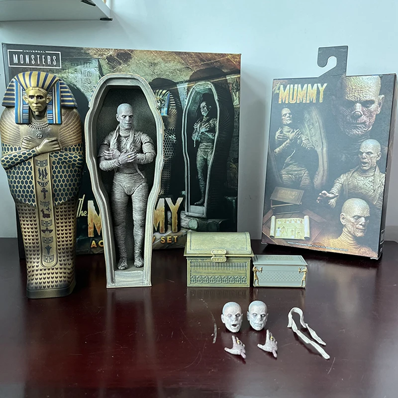 Universal Monsters The Mummy Casket Pharaoh Coffin Pyramid Action Figure Monsters Model Collectible Toy Bookshelf Ornament Gifts