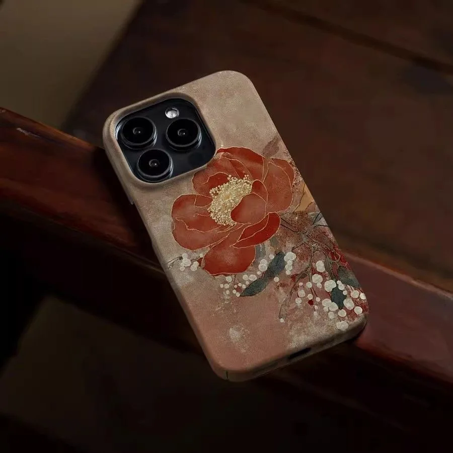 النمط الصيني أنيقة زهرة التقليدية المائية اللوحة جراب هاتف آيفون 16 15 14 11 12 13 برو ماكس زائد الغطاء الخلفي