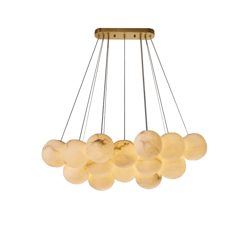 Build Your Home Led Marble Balls Designer Chandelier Lighting Lustre Hanging Lamps Suspension Luminaire Lampen For Dinning Room