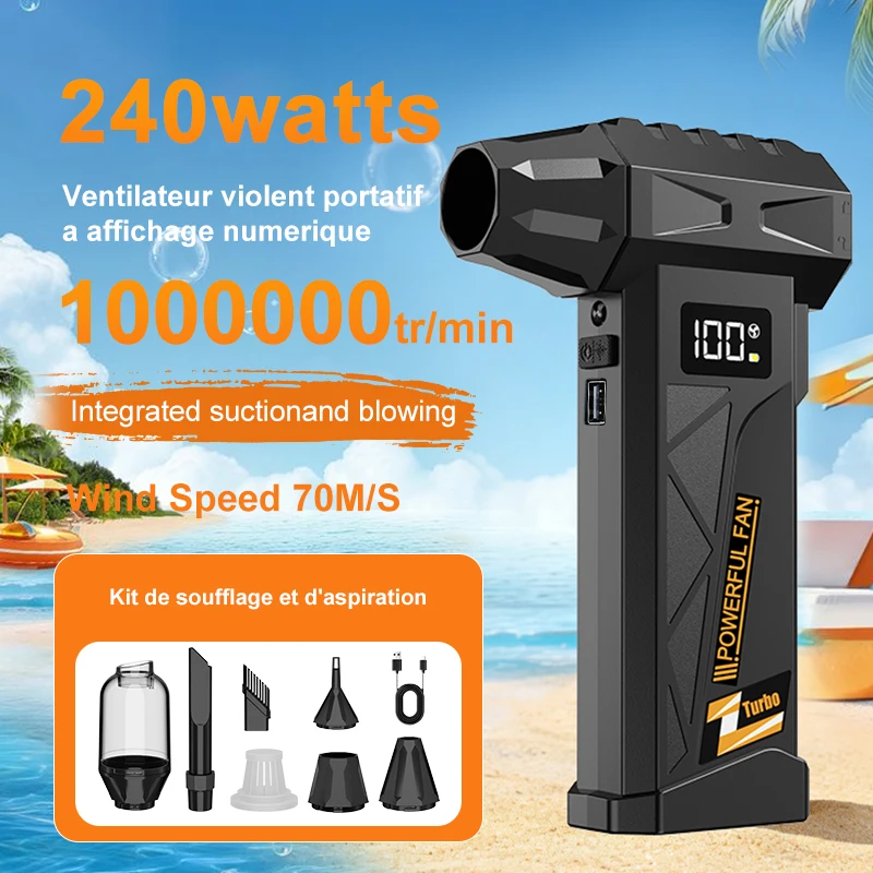 Powerful Air Blower Brushless Motor Turbo Fan ,Lightweight & Compact,LED Lighting,for Remove fallen leaves,Computer Dust Blower.