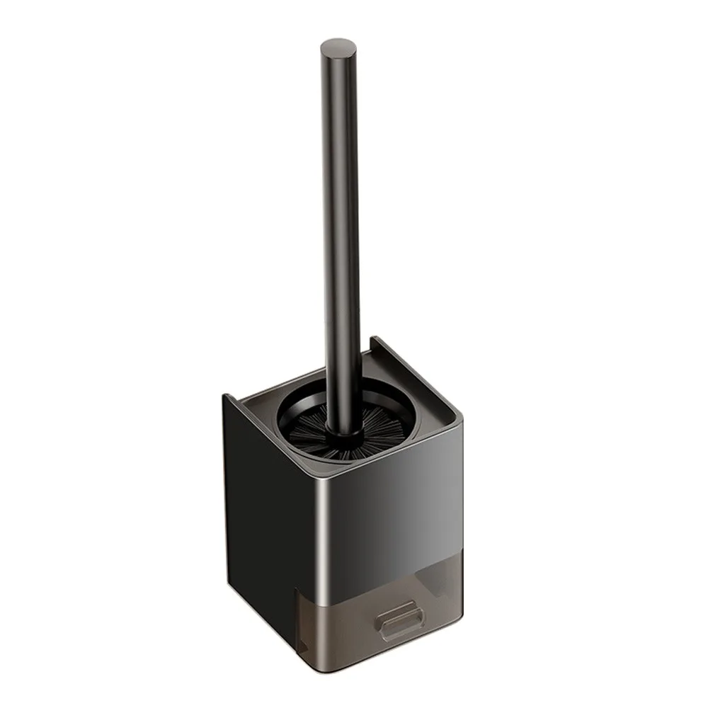 

Алюминиевый держатель для туалетной щетки, без отверстий, без сверла, вертикальная щетка для унитаза, настенный компактный набор для чистки унитаза