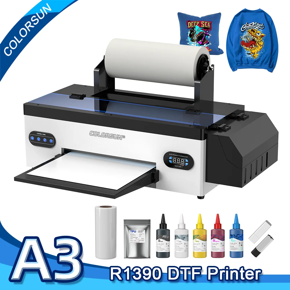 Colorsun A3 DTF Printers R1390 Impresora a3 dtf T-shirt Printing Machine A3 dtf printer For Textlie T-Shirt Hoodies Hat Fabric