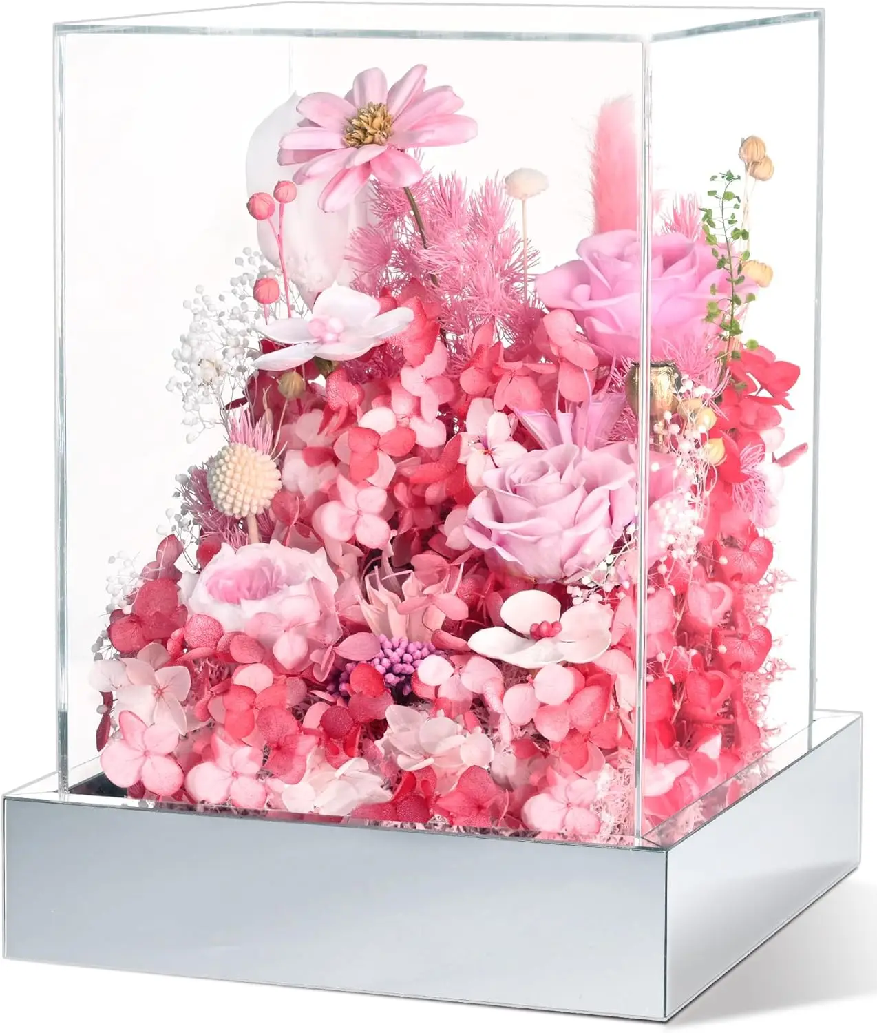 

Valentine's Day Gifts for Her, Preserved Roses in Acrylic Box, Eternal Flowers for Women Mom Grandma (Pink)