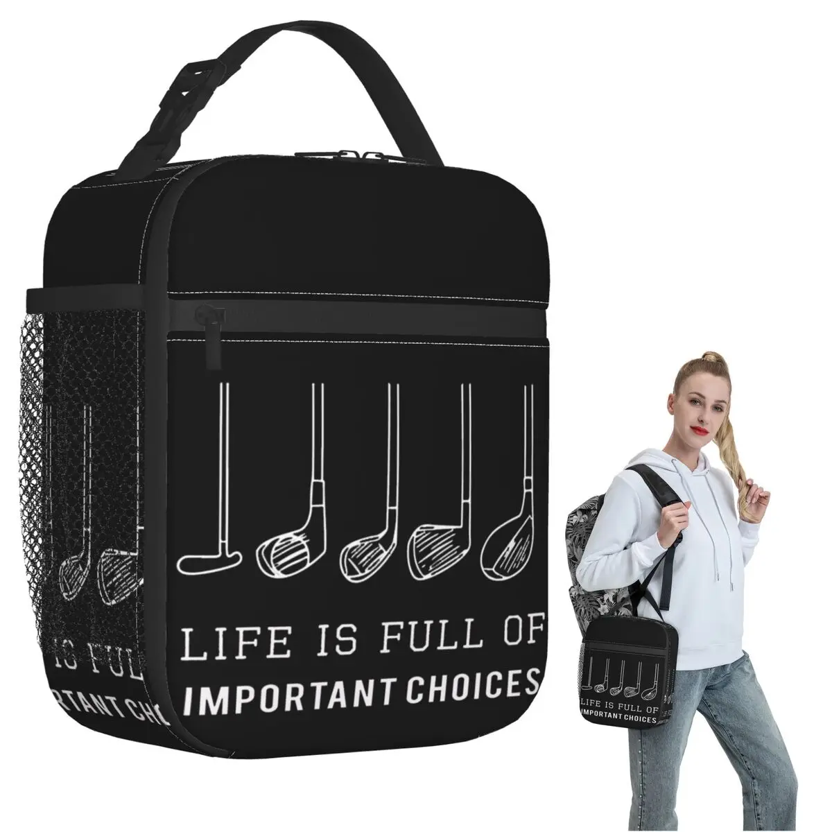 Funny Life Is Full Of Important Choices Golf Gift For Golfers Insulated Lunch Bag Leakproof Food Boxes Thermal Lunch Box Tote