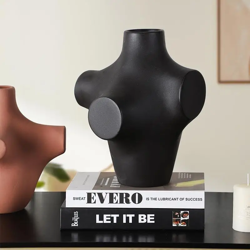 

Скандинавская простая керамическая ваза для цветов, декоративный держатель для сухих цветов, креативный арт-декор для гостиной, тумбы под ТВ, рабочего стола