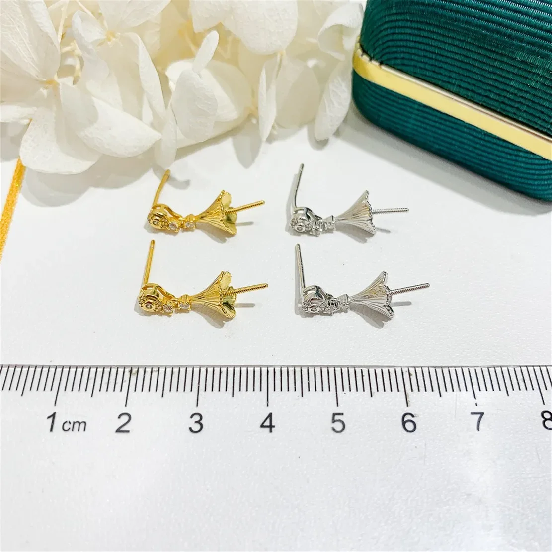 925 Stamped Alloy Gold Plating Pearl Earrings Setting DIY Jewelry Findings, Craft Supplies Handmade Earrings Accessory No Pearl