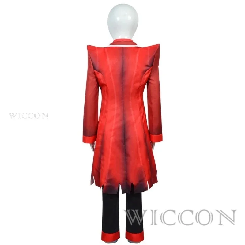 ALASTOR 키즈 사이즈 Hazbbin 애니메이션 코스프레 의상 가발 귀 호텔 액세서리 할로윈 유니폼 남성 여성 자켓 레드 Suita;2'k,8;c'