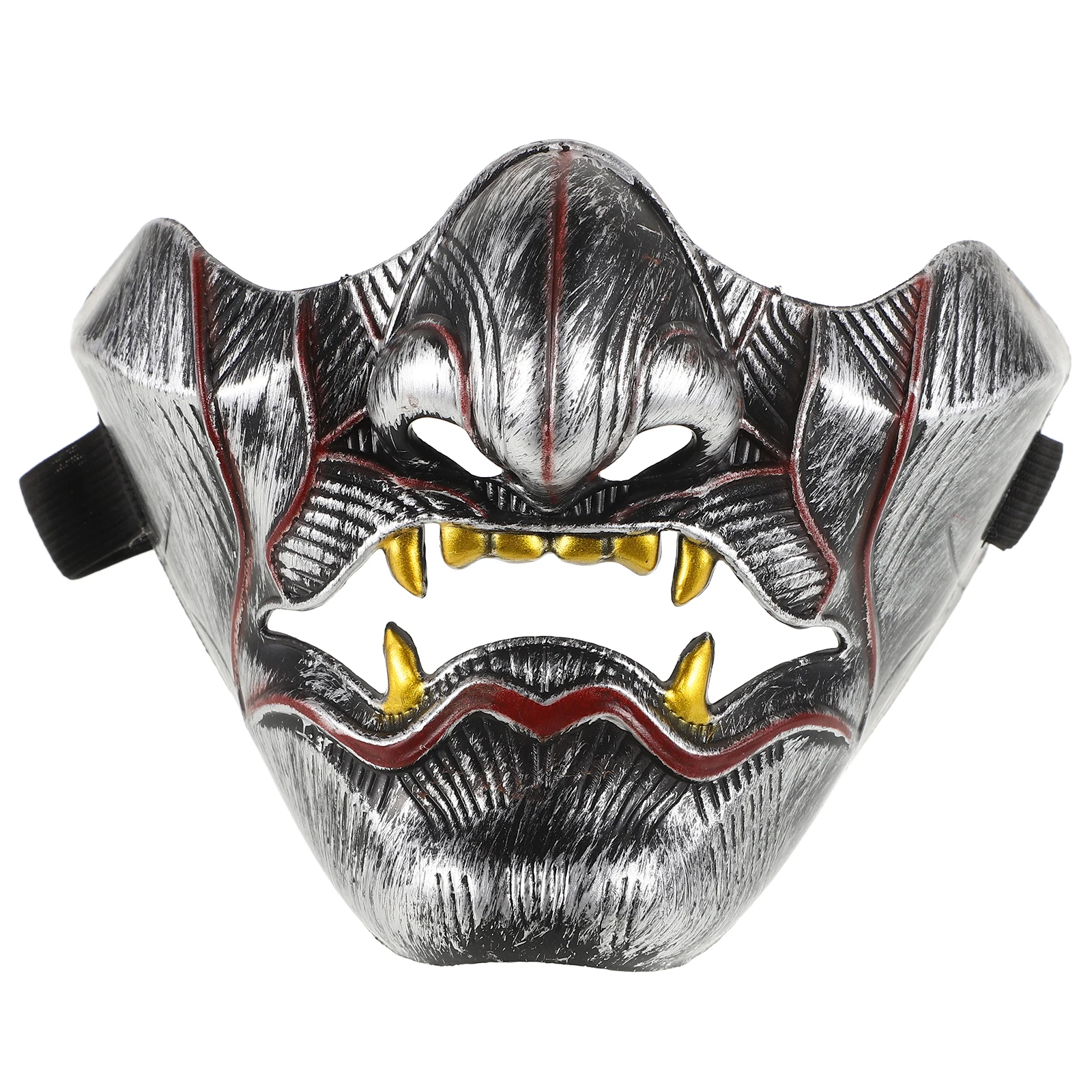 

Prajna Half Face Mask Japanese Demon Samurai Cosplay Costume For Halloween Carnival Party Warrior Ghost Mardi Gras