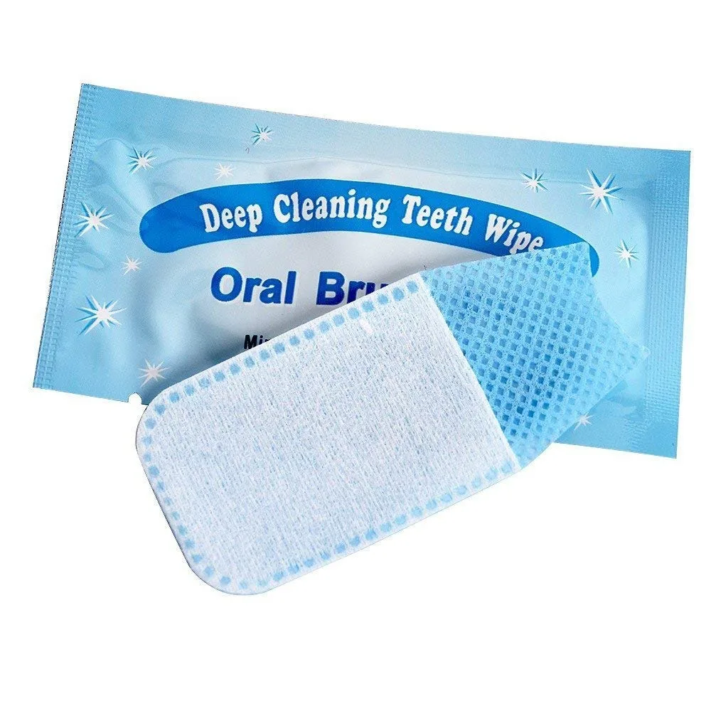 Disposable Textured Dental Wipes for Deep Cleaning Teeth and Gums Mint Flavor 100 Count Pack Oral Hygiene Fresh Breath Finger Brush Toothbrush Alternative Portable Travel Convenient Teeth Cleaning Wipes for Adults Kids view 2