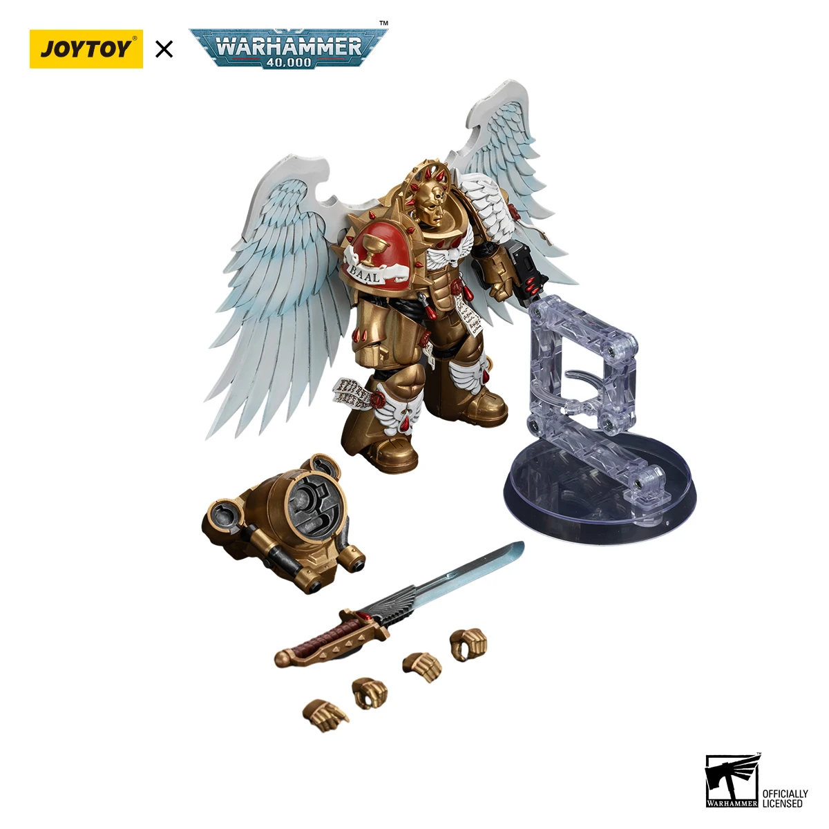 [IN STOCK] JOYTOY Warhammer 40K 1/18 Action Figure Blood Angels Sanguinary Guard with Encarmine Sword 1 Anime Military Model