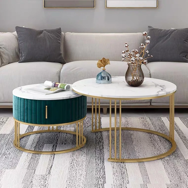 New Stainless Steel Golden Coffee Table Living Room Furniture Italian Luxury Design Marble Top Coffee Table