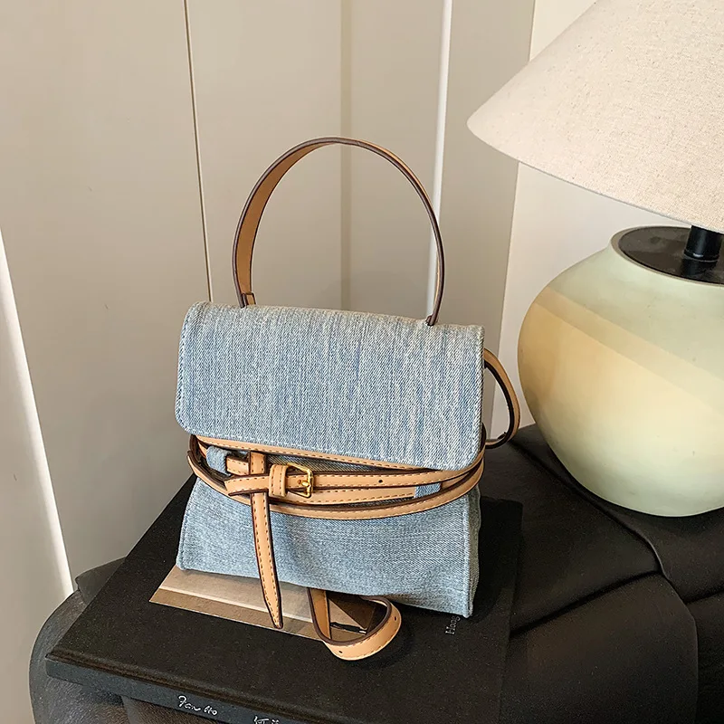 

Маленькая квадратная джинсовая сумка Универсальные сумки через плечо для женщин Сумки на плечо Кошелек и сумки Дизайнерская сумка Bolsos De Mujer Сумка