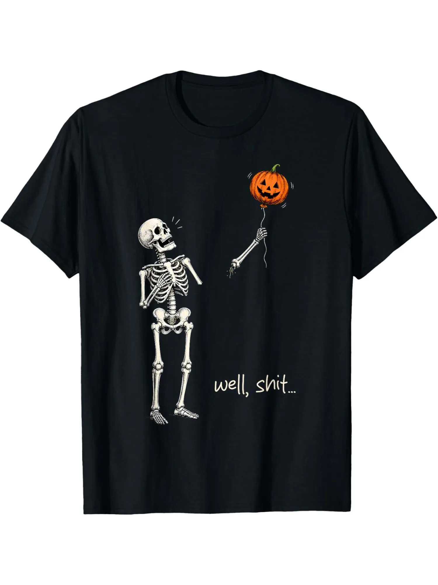 Gothic Skull Balloon Graphic T Shirt Relaxed Crewneck Short Sleeve T-shirt with Spooky Balloon Skull Print Unisex Casual Clothes
