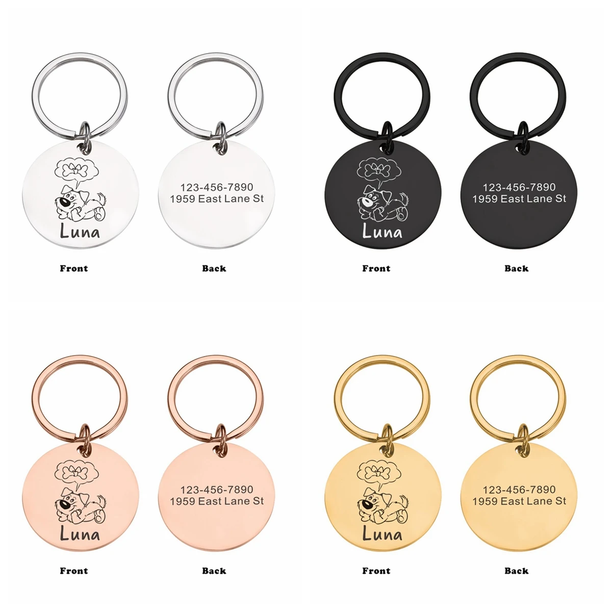 

1 pc cute cartoon Dog Tag Laser Engraving Cat Tags Engraved Personalized Pet ID Tag For dog Pets