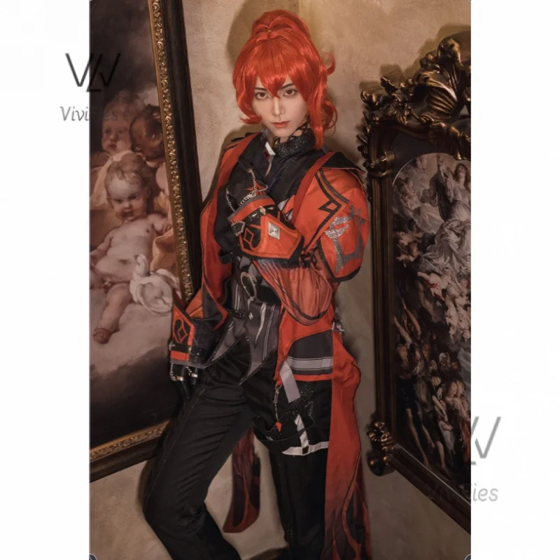 

Ragnvindr Cosplay Costumes Game Genshin Impact Diluc Wig Outfit Unisex Comic Roleplaying Diluc Outfit Genshin Impact Cosplay