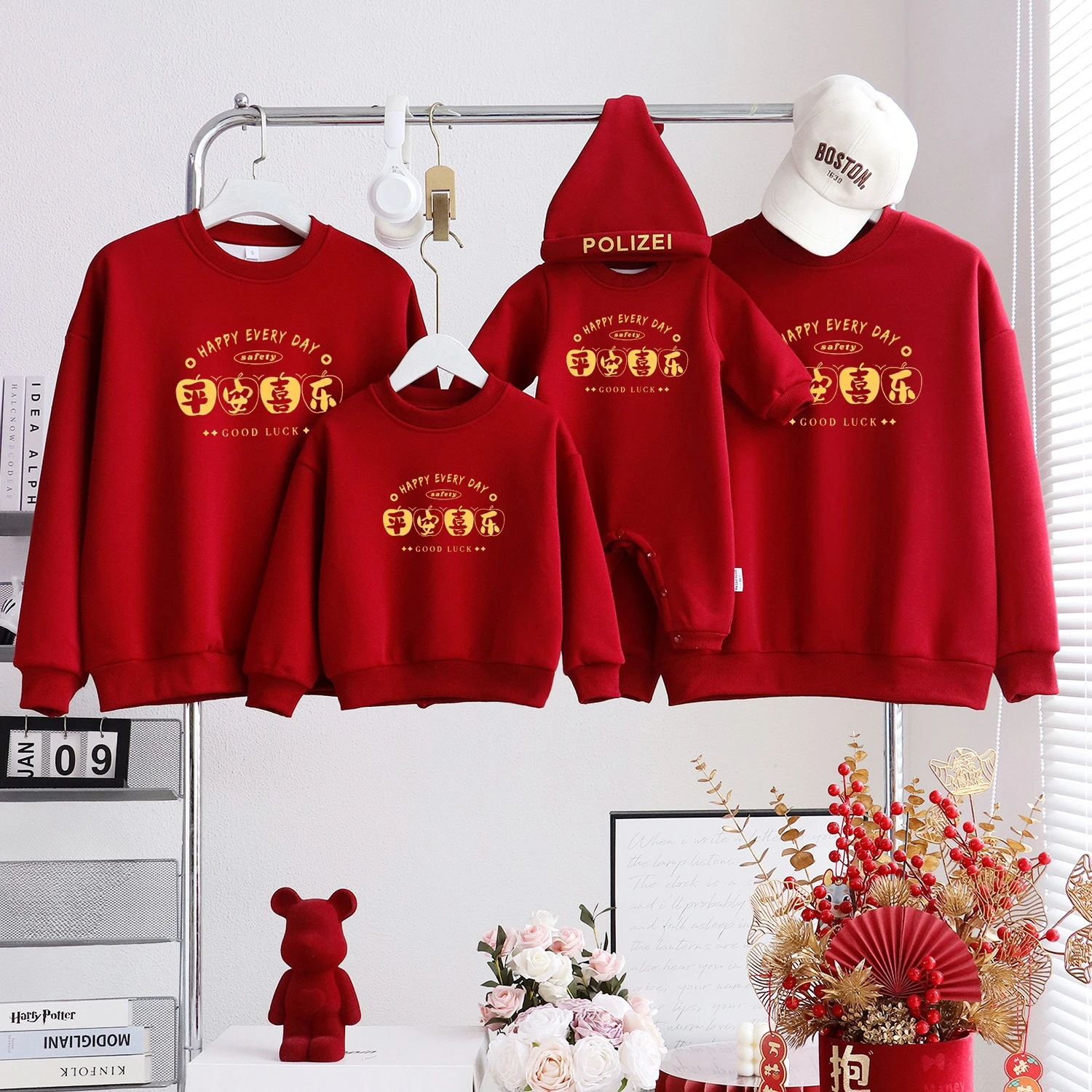 ‌2026 Chinese New Year Family Matching Clothes Happy New Year Sweatshirt for Parents Kids Father Mother Son Daughter Baby Romper