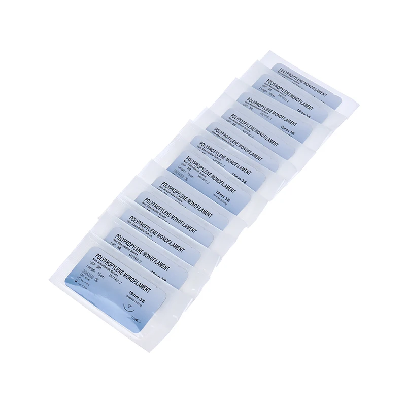 12 قطعة 2/0 3/0 4/0 إبرة خياطة النايلون حيدة غير مصابرة خياطة موضوع طبي أداة الخياطة الجراحية الطبية الساخن