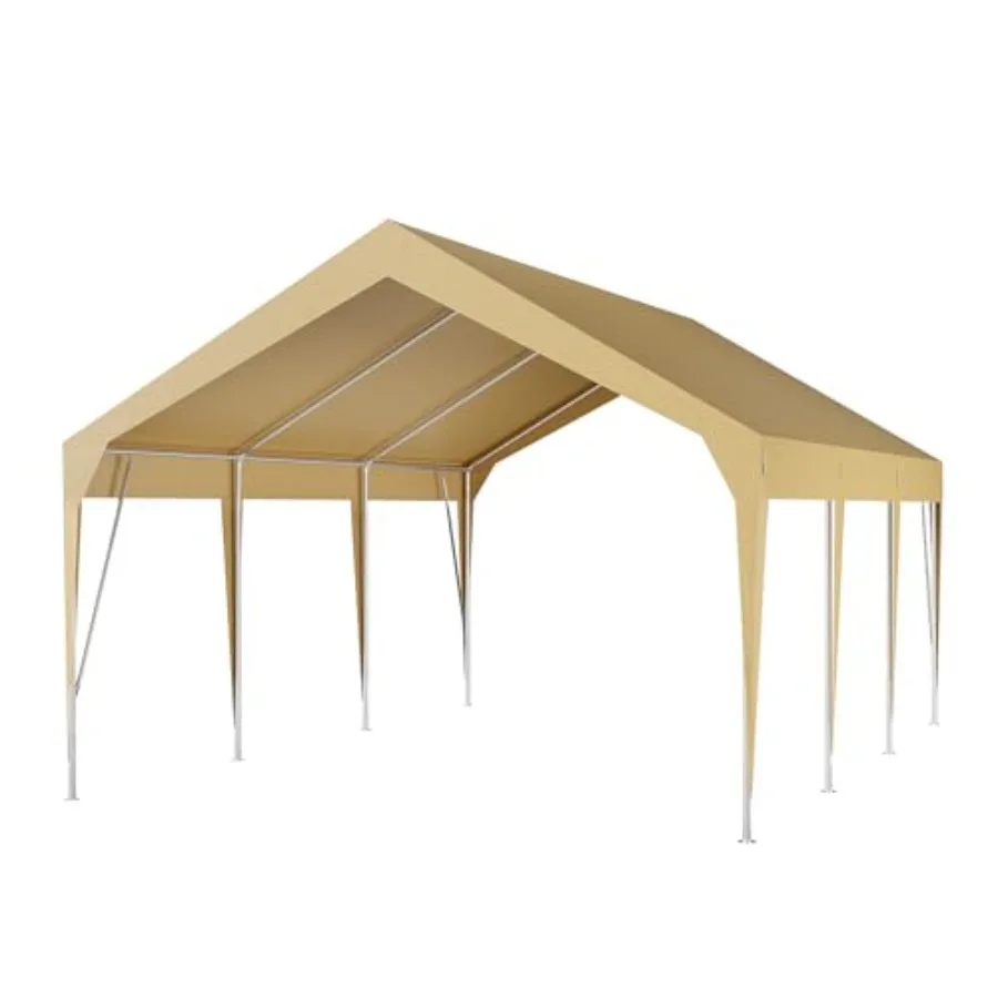 10x20 Feet Heavy Duty Carport with Frame, Upgraded Portable Car Canopy with Adjustable Height 9.3-10 Feet, Waterproof and UV-Re