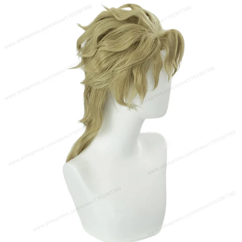 Peluca de Cosplay de Anime Dio Brando, 40cm, pelucas cortas doradas para hombres, pelo sintético resistente al calor, 5;d'2.y;8'