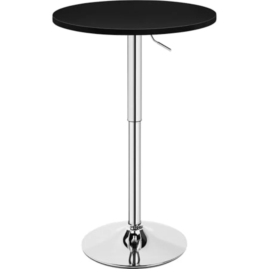 

Круглый барный стол с регулируемой высотой, поворотом на 360°, столешницей из МДФ, серебристым основанием для ножек, для бара, бистро, кафе, черный