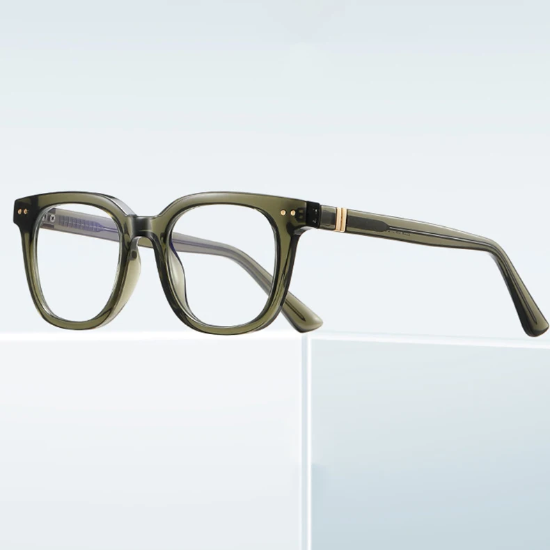 Classics Rivet Rotundity Anti Blue Light Man Reading Glasses Fashion Commute TR90 Eyeglass Frame Customized Prescription Goggles