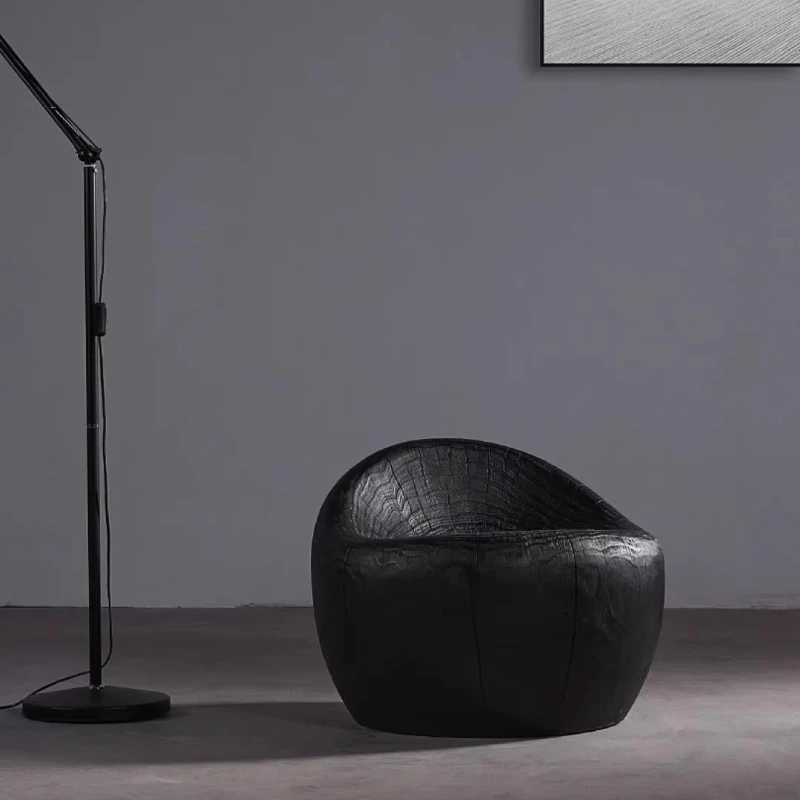 

Wabi-sabi style solid wood stool carbonized black log root carved wooden pier low stool sofa stool B&B ornament leisure chair