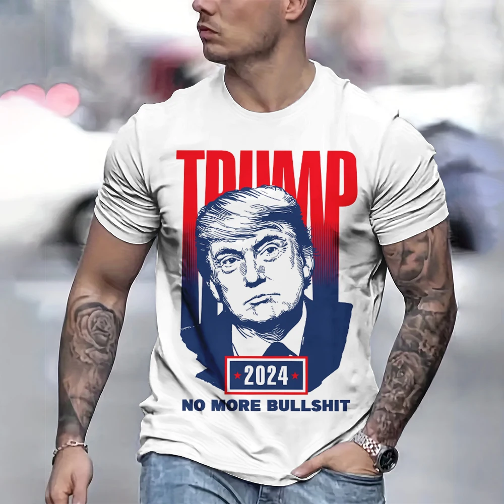 New Funny Donald Trump Never Surrender T-Shirt Men's Fashion Street Short Sleeve T-Shirt Casual Trendy US President Top 2024