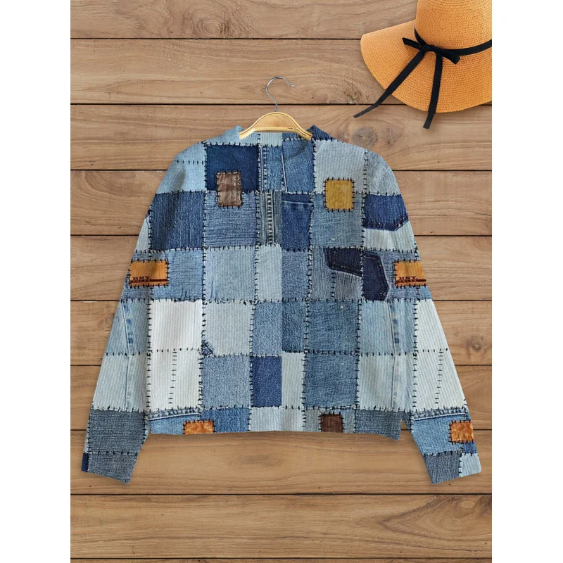 

Vintage Geometric Digital Print Women’s Sweater Knit Pullover Thick Loose Crew Neck Long Sleeve Autumn Winter Casual Outdoor