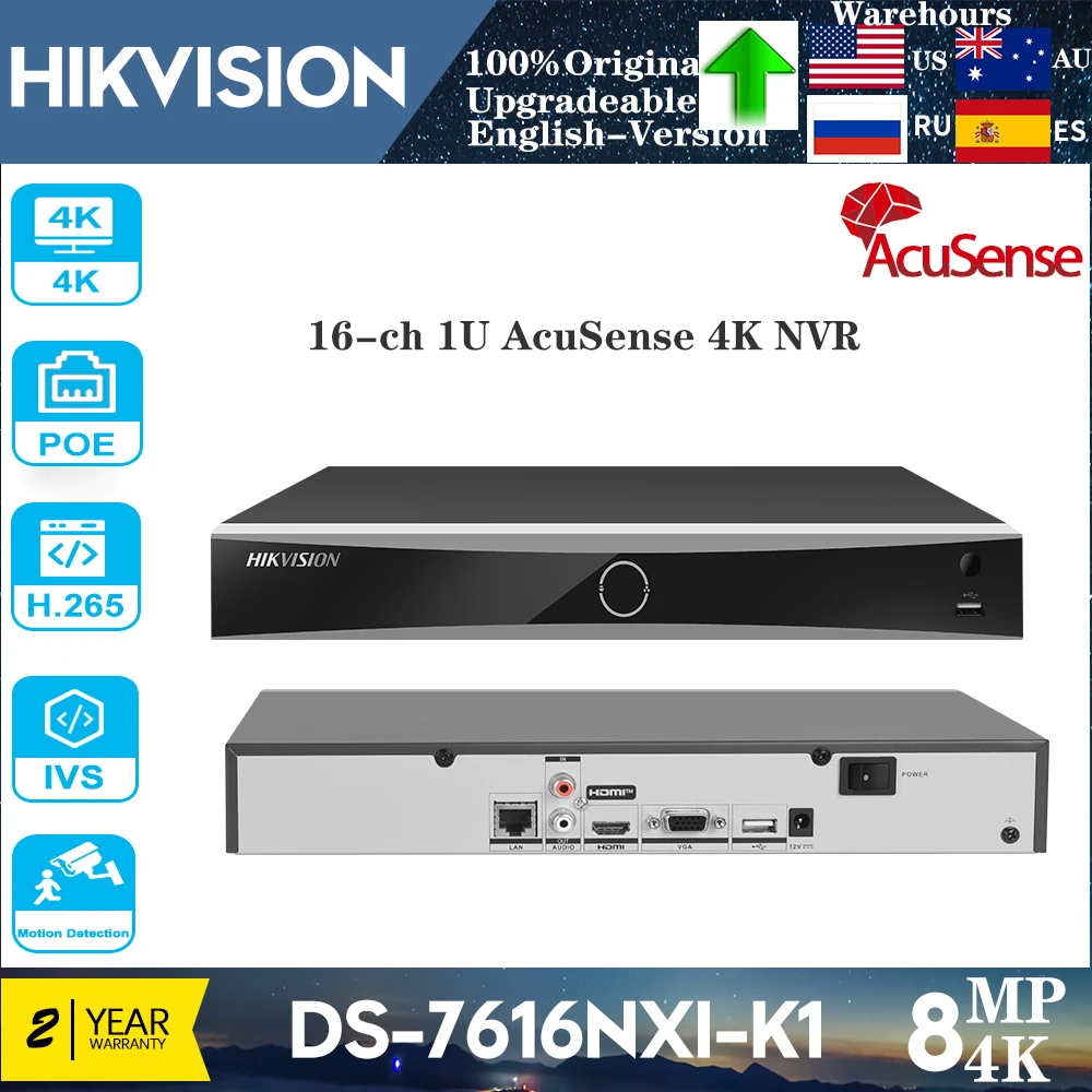 original hikvision 8mp 4k 16ch nvr ds7616nxi k1 no poe h265 mais 1hdd 1sata acusense nvr gravador de video em rede reconhecimento facial 01