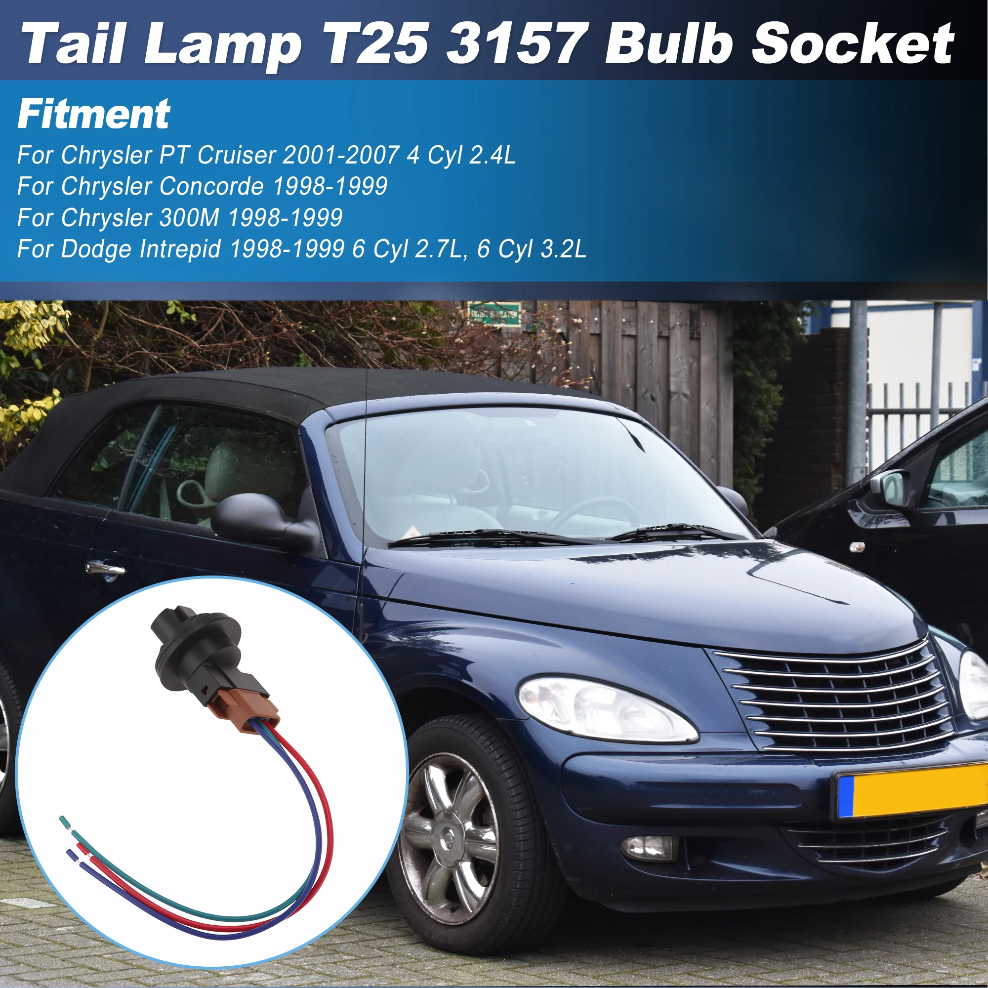 UXCELL T25 3157 Tail Light Socket Connector for Chrysler PT Cruiser 2001-2007 4805206AA