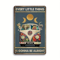 Retro Metal Tin Sign - Hippie Every Little Thing Is Gonna Be Alright Novelty 8 X 12inch Vintage Aluminum For Home Coffee A