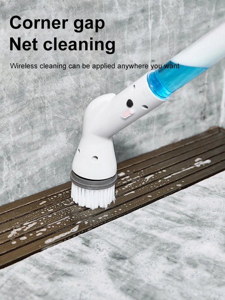 Electric Spin Scrubbers Power Cleaning Brush Cordless Handle Adjust Extension Brush Household Rotating Cleaning Machine