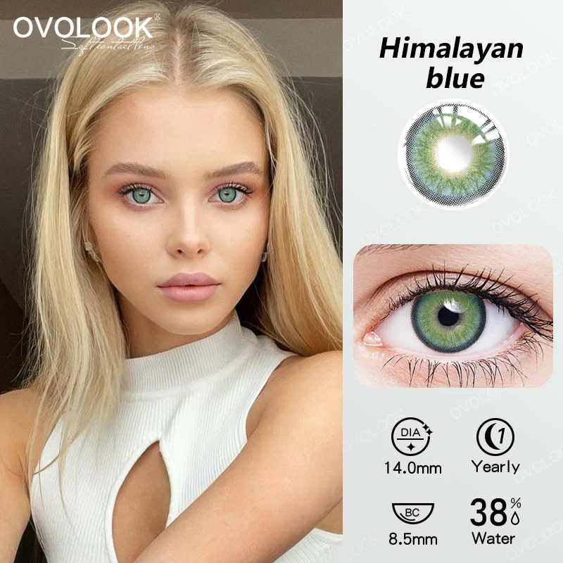 1pair Blue Contact Lenses with Diopters Graduated Beautiful Pupil Prescription Correct Myopia Hydrophilic Cosmetics Accessories