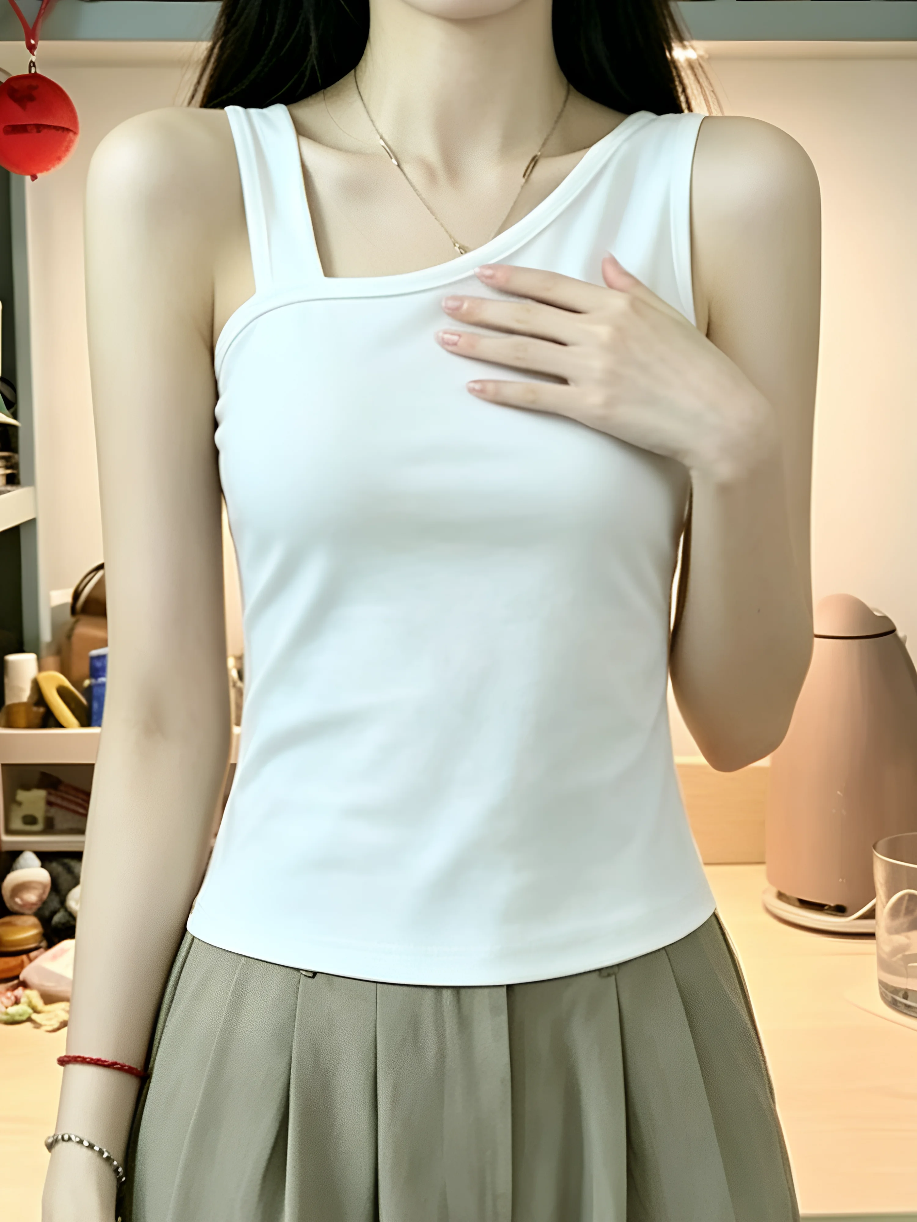 New 95 Cotton Strap Vest Women's Summer Spring Casual Wear Sleeveless Top Inner Outer Wear Slim Fit Base Layer Clothing