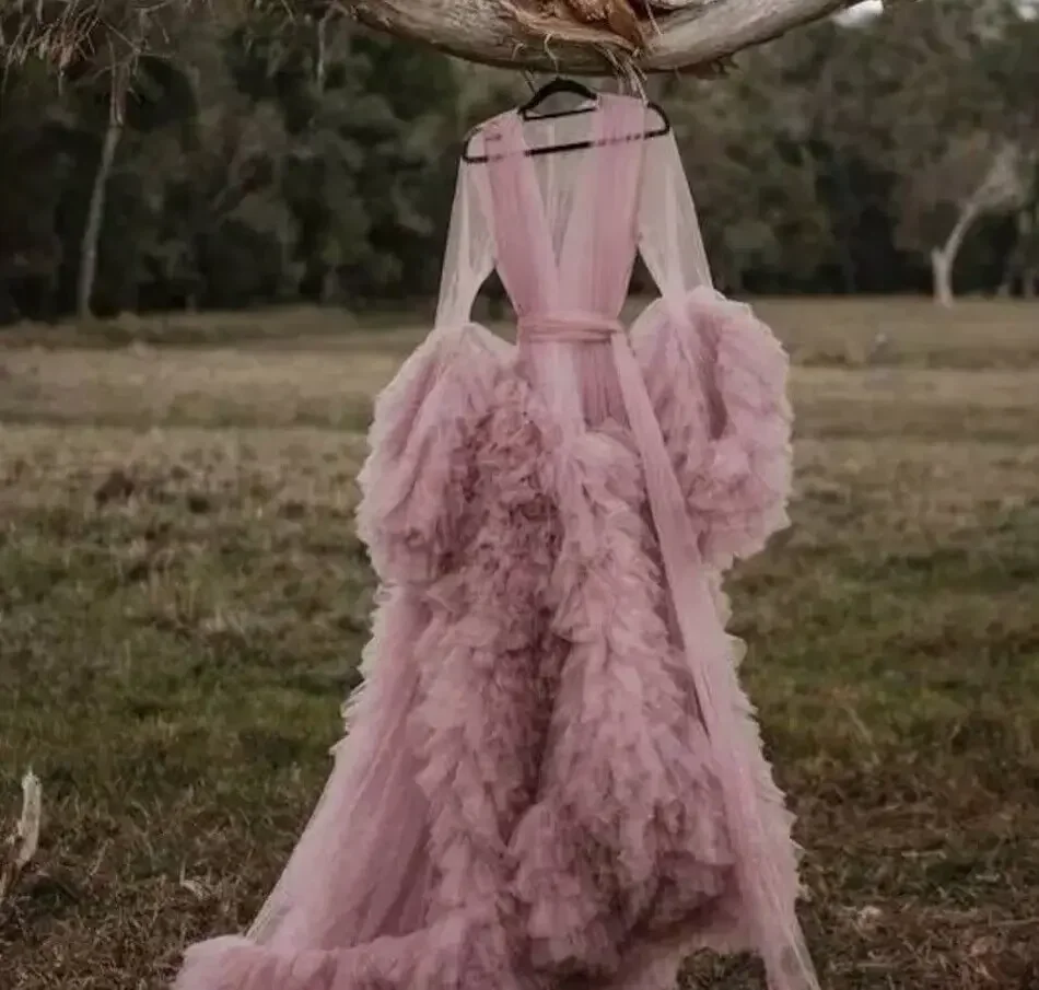 Robes de mariée en tulle pour femmes enceintes, châle de mariage, robes de peignoir sexy, séance photo, fête préChristophe moelleuse, quelle que soit la coutume