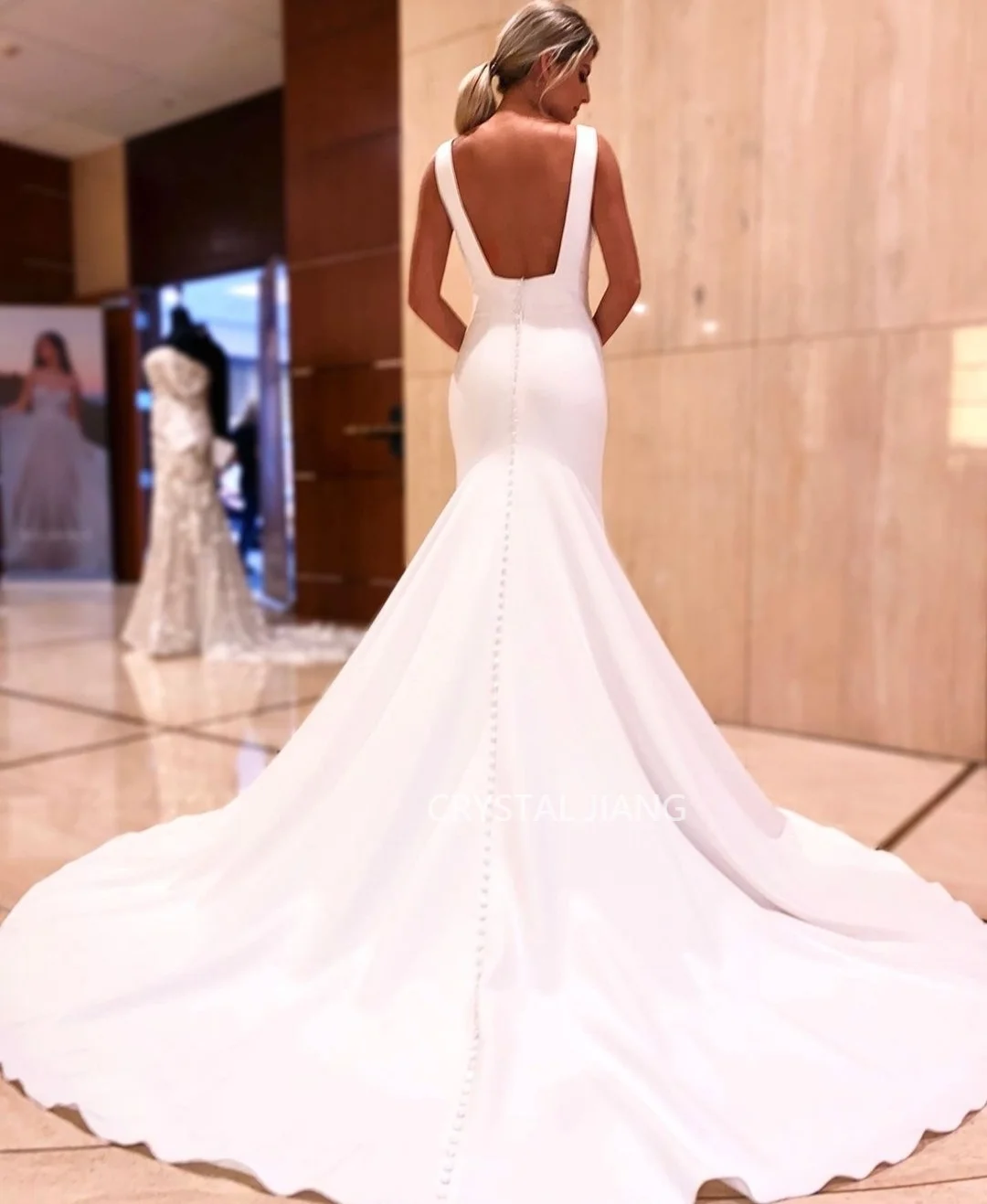 Long White V-Neck Satin Pleated Wedding Dresses Sleeveless Mermaid Court Train Vestidos De Novia 2023 Bridal Gowns for Women